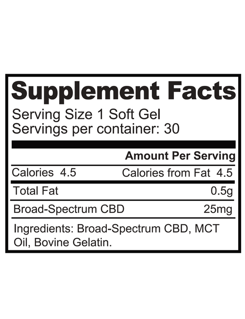 CBD Softgels Zero, 750 mg